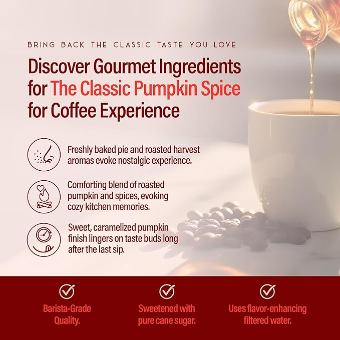 RIO Pumpkin Spice Flavored Coffee Syrup for Hot or Iced Drinks and Desserts Warm and Spicy Coffee Syrup Flavoring Sweetened with Pure Cane Sugar, Barista-Grade  Flavor Syrups For Drinks at Home & Work - 700ml