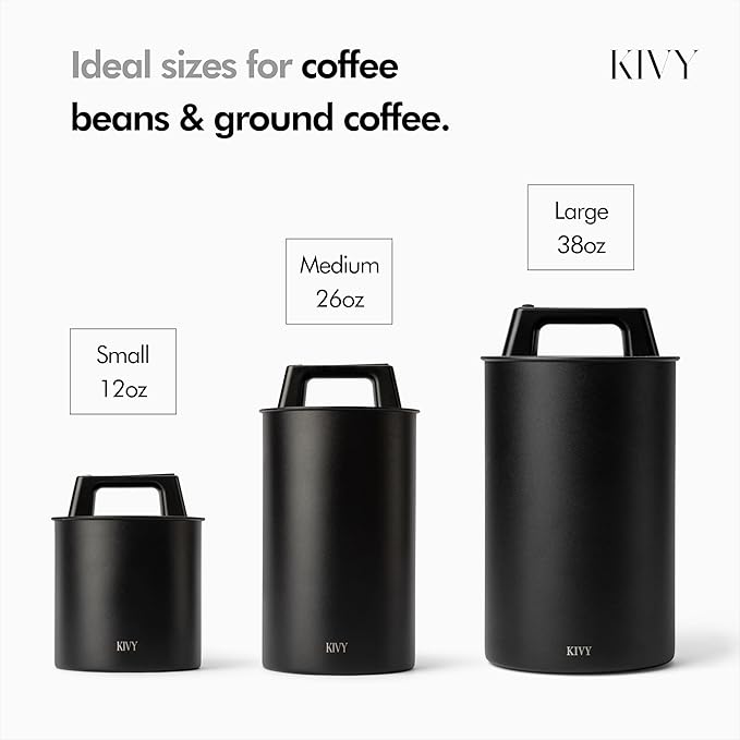 KIVY Vacuum Seal Coffee Canister [AIRTIGHT] - Coffee Canister with Airtight Lid - Airtight Coffee Jar - Air Tight Coffee Container - Vacuum Storage (Glass)
