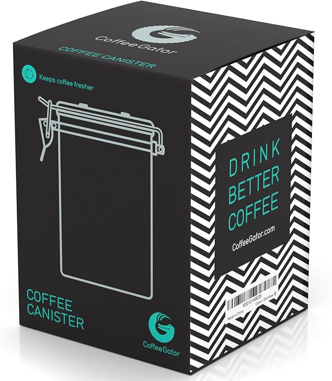 Coffee Gator Coffee Canister, 22oz Airtight Stainless Steel Kitchen Food Storage Container with Date Tracker, Valve, Scoop for Sugar, Grounds, Beans, Tea, Sugar, Cereal, Flour, Cookies Jars - Red