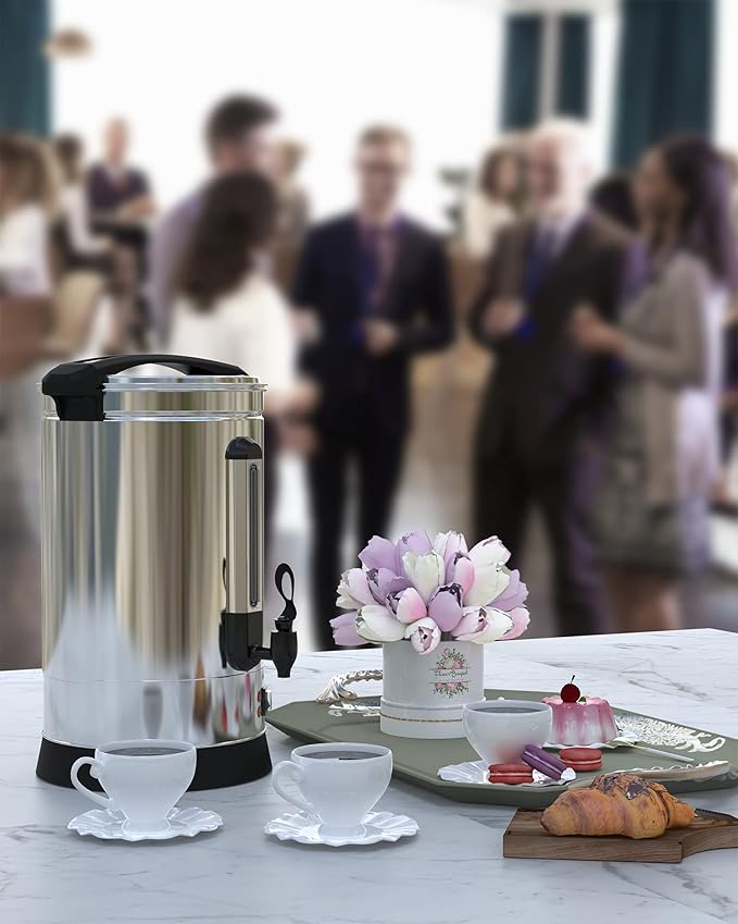 Coffee Urn 120 Cup, Stainless Steel Commercial Coffee Maker 18L/4.8 Gal Electric Hot Beverage Dispenser Large Hot Water Dispenser Coffee Dispenser Hot Water Urn For Business, Catering, Party