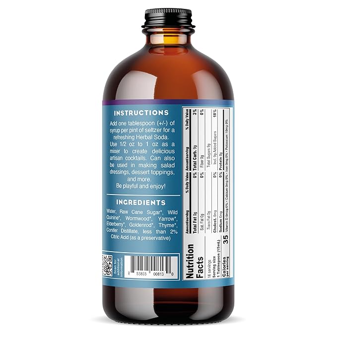Bluestem Botanicals Organic Wild Tonic Simple Syrup, 8 oz, Cocktail and Mocktail Mixer for Drinks, Non-Alcoholic