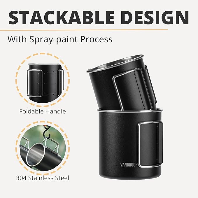 Portable Pour Over Coffee Maker Set, Collapsible Silicone Coffee Dripper Set, Perfect for Travel, Camping, Home (BLACK CUP 2CUP)