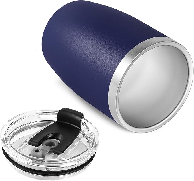 VEGOND Stainless Steel 12 oz Tumblers bulk Vacuum Insulated Double Wall Travel Tumbler with Lid and Straw Reusable Tumbler, Navy Blue 1 Pack