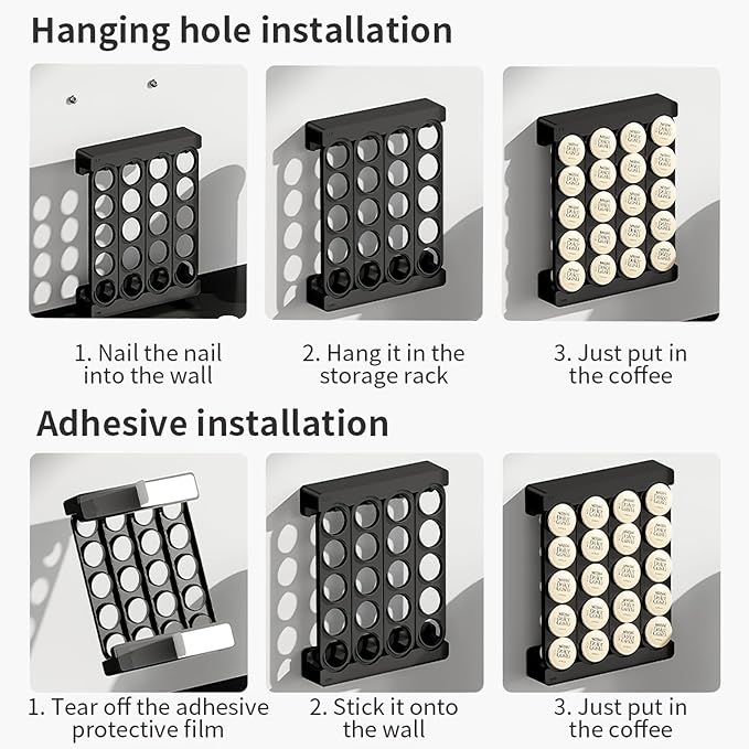 SAVORI Coffee Pod Storage Wall-Mounted Holder Organizer Compatible with 20 Keurig K-Cup Pods (Black)