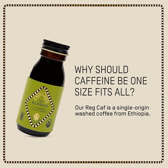 Explorer Cold Brew Organic Liquid Coffee Concentrate, Classic Regular Caffeine, Drink Iced or Hot While On the Go, Travel Size, 2 fl oz (Pack of 12)