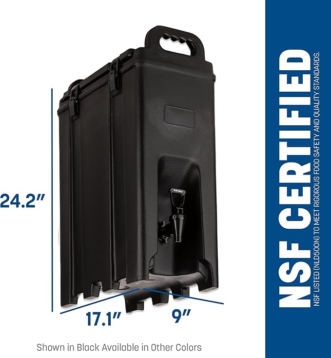 Carlisle FoodService Products Cateraide Insulated Beverage Dispenser with Handles for Catering, Events, Kitchens, And Restaurants, Plastic, 5 Gallons, Black