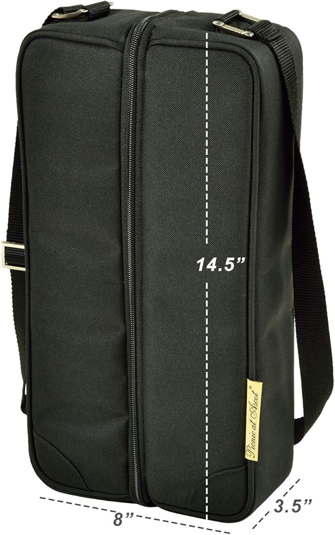 Picnic at Ascot Travel Coffee Tote for 2 - Including Stainless Vacuum Flask, Cups and Teaspoons - Designed & Assembled in the USA