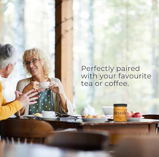 Drizzle Honey Taster Trio - All Natural Pure Raw Honey, Unfiltered, White, Cinnamon Spiced, & Turmeric Gold Mini Jars, Use in Tea & Coffee, Sugar Substitute, Certified Kosher - Pack of 3