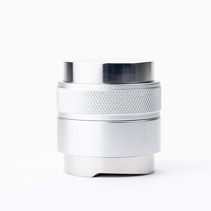 CREMA Coffee Products 46mm Hand Tamper & Coffee Distributor V2 | Compatible with Flair Pro and Pro 2 Portafilter | Double-Sided, Adjustable Depth Tool|Made with Durable 304 Stainless Steel| Silver