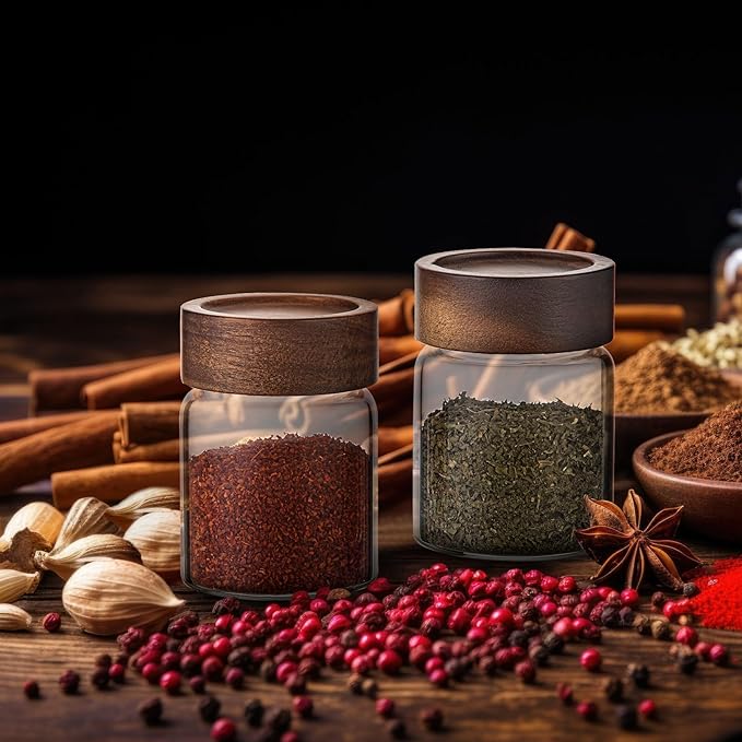 Glass Spice jars Glass Jars with Screw Lid 5 oz, Food Storage Canister for Pantry Sugar Tea Coffee Bean Seasoning Nuts Cookies (6 * 150ml(5oz))