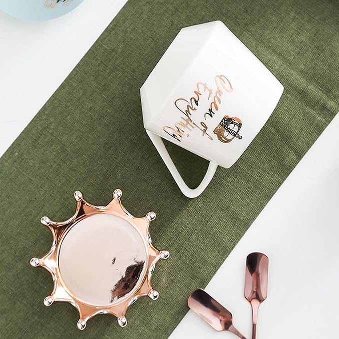 Queen of Everything Mug with Lid Sweet White Mug with Crown Coffee Mugs Gift with Spoon & Coaster 12 oz Ceramic Cup Birthday Gift for Women Girls Mom Girlfriend Mothers Day Gifts for Women