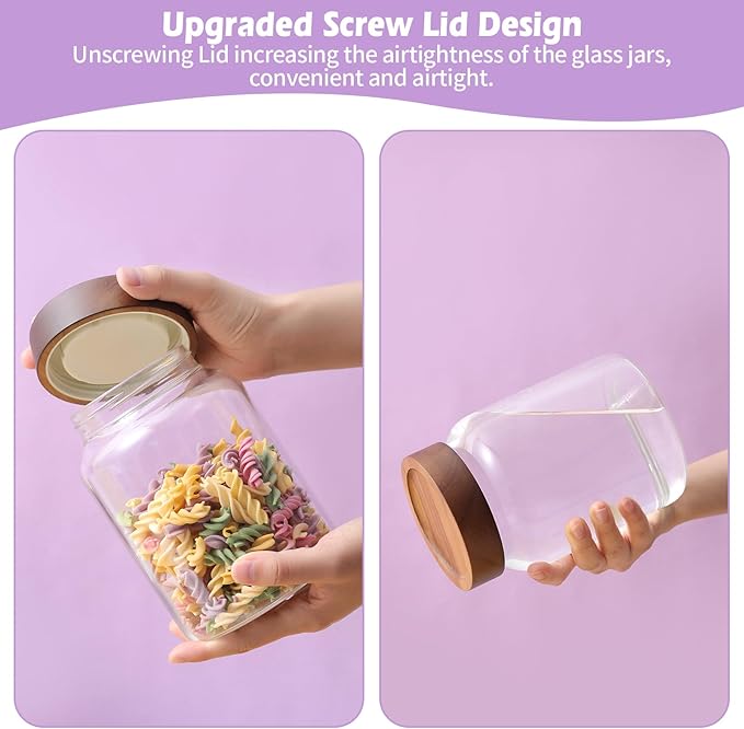 Glass Jar with Lids 40 oz,Candy Jar Glass Cookie jar with Airtight Screw Lid Borosilicate Glass Food Storage Canister Containers for Spice Ground Nut Pasta Sugar Tea