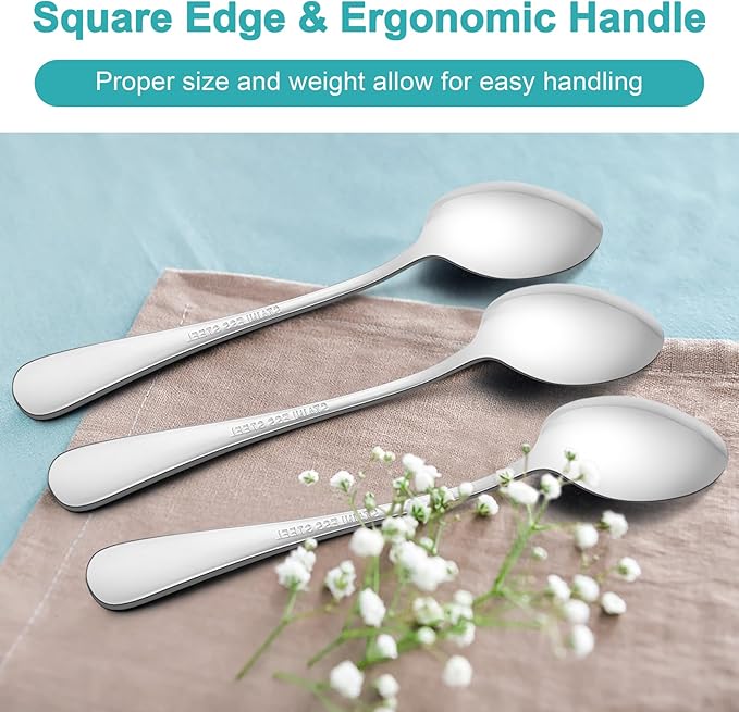 TeamFar Teaspoon Set of 24, 6.7 Inch Stainless Steel Mini Tea Spoons, Small Spoon Silverware for Coffee Tea Soup Dessert, Non-Toxic & Heavy Duty, Mirror Polished & Dishwasher Safe