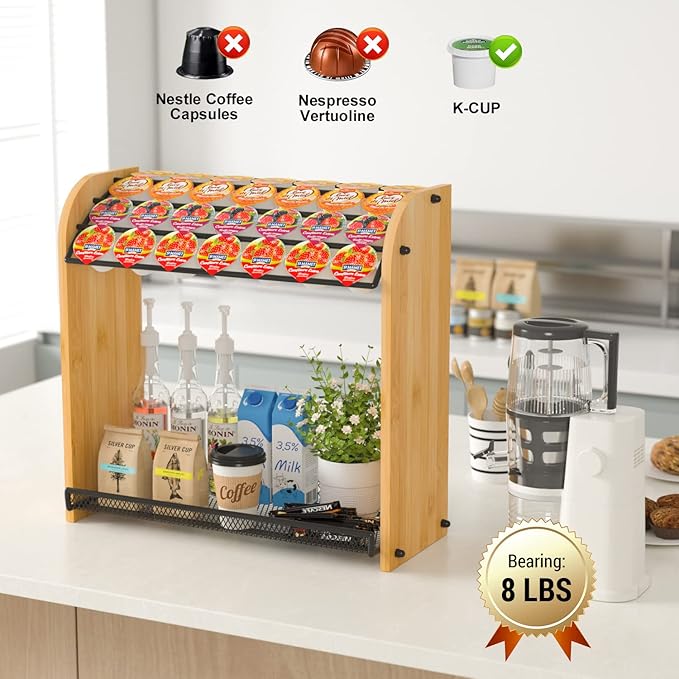 K Cup Holder Coffee Pod Organizer for Coffee Bar Accessories, K Cup Holders for Counter, Large Capacity K Cups Holder, Easy Assembly Coffee Station Organizer for Countertop (28 Coffee Pods At Least)