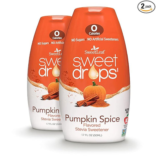SweetLeaf Sweet Drops - Flavored Stevia Liquid Sweetener, Stevia Extract, Zero Calories, Gluten Free, Keto Friendly, Non GMO, Natural Flavor, Sugar Alternative - Pumpkin Spice, 1.7 Fl Oz (Pack of 2)