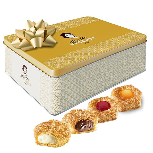 Matilde Vicenzi Millefoglie D'Italia Cookie Tin - Imported Assortment of Italian Butter Cookies & Crispy Tea/Coffee Pastries, Kosher Dairy - Gift Box for Thanksgiving, Holiday Gifting - 13.76oz (390g)