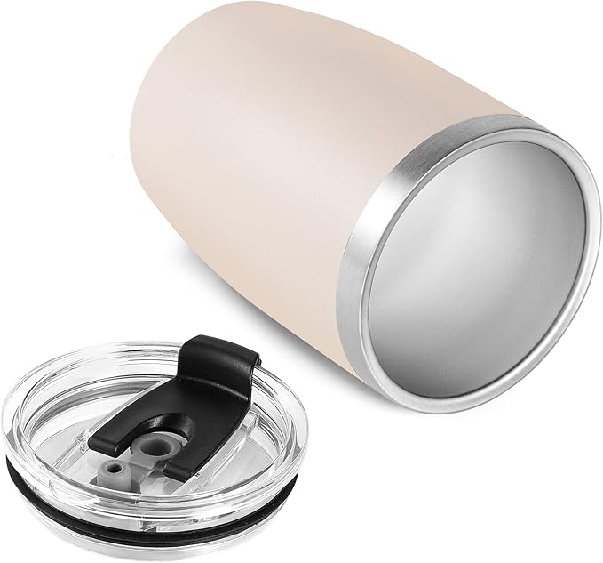 VEGOND Stainless Steel 12 oz Tumblers bulk Vacuum Insulated Double Wall Travel Tumbler with Lid and Straw Reusable Tumbler,Beige 12 pack