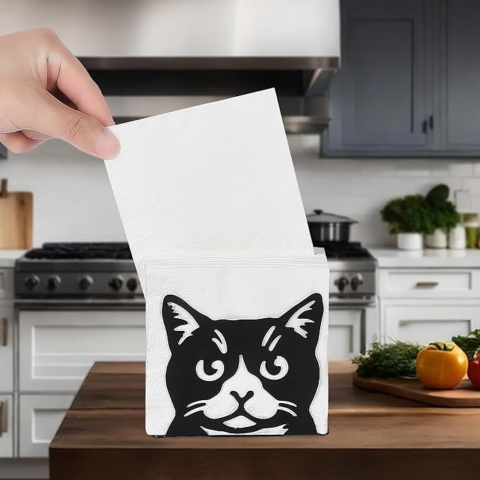 Napkin Holder for Table,Metal Napkin Holder for Kitchen Dining Farmhouse Cocktail Picnic Bar Rustic, Modern Napkins Holder for All Dining Room Decors (Cat)