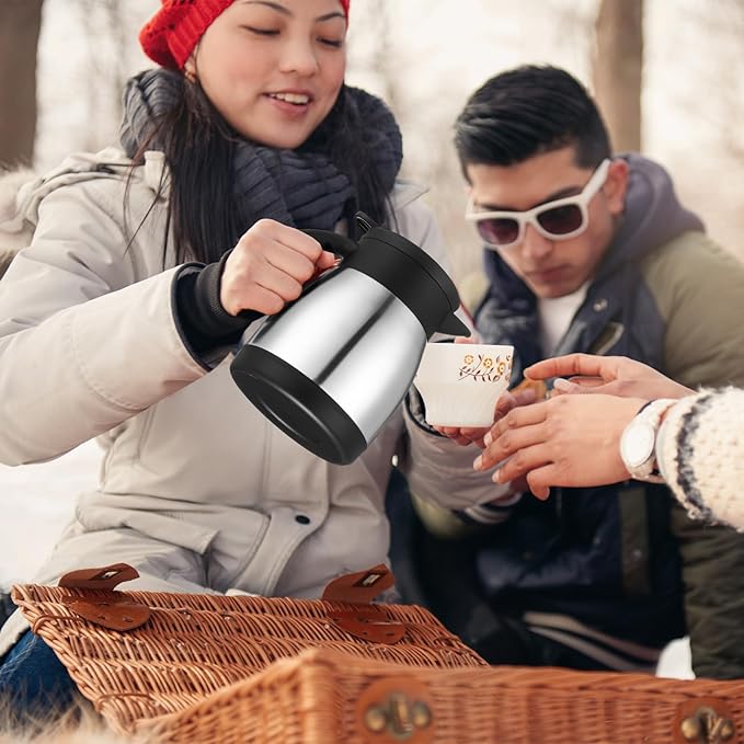 Norme 2 Pcs Thermal Coffee Carafe Insulated Stainless Steel Coffee Carafe for Hot Liquid Vacuum Thermal Pot Creamer Pitcher Dispenser with Brushes Keeping Hot Water Milk(Silver,17 oz)