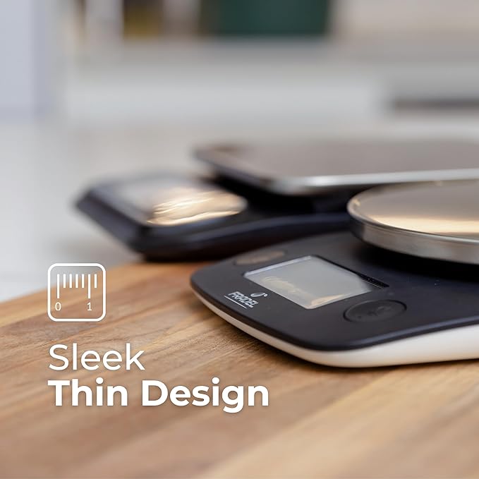 Fradel 0.1g Digital Kitchen Food Scale in Grams & Ounces - 11lb, for Cooking, Baking, Weight Loss - Round