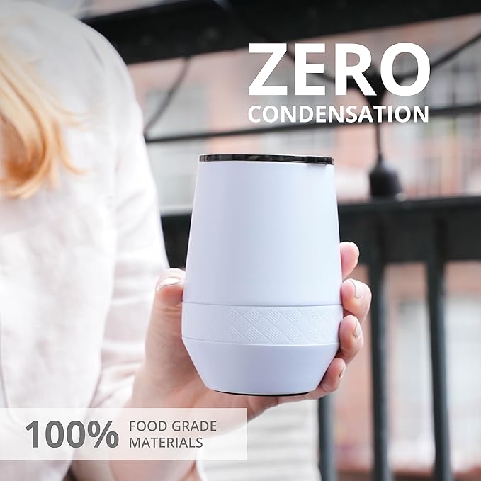 Elemental Recess Wine Tumbler - Triple Wall Insulated Stainless Steel Coffee Mug for Hot & Cold Drinks - Portable Cup with Shatterproof Sip Lid for Camping, Outdoor & Travel - 10oz - Ice Blue