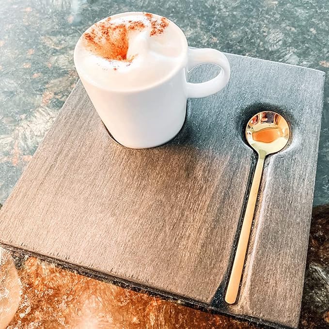 6 PCS Black Coffee Spoons, 18/8 Stainless Steel Espresso Spoons, 5.2 Inches Vogue Mini Tea Spoon, Cappuccino Stirring Small Spoon for Dessert, Ice Cream, Frosted Handle, Sweejar(Black)