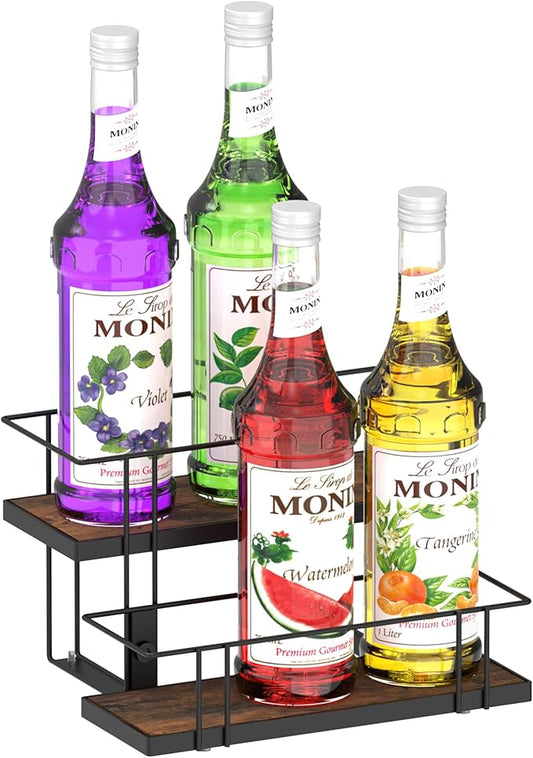 Alyoen Coffee Syrup Rack Organizer, 6 Bottles Syrup Holder Stand for Coffee Bar, Small Coffee Bar Organizer Shelf, Coffee Station Organizer for Countertop Wine, Liquor