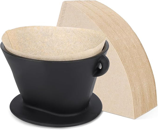 Segarty Pour Over Coffee Maker Set, Black Silicone Dripper Single Cup With 200 Count Cone Filters Paper Size 2, Portable Travel Hand Drip Brewer Kit for Camping