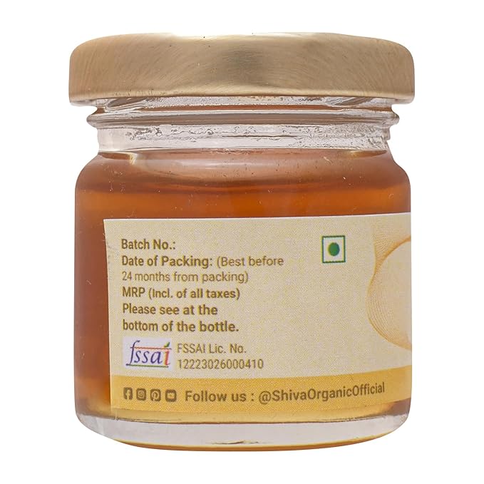 Shiva Organic Ginger Infused Honey - 100% Natural and Pure Organic Honey - GMP Certified-1.76 Ounces (50g)