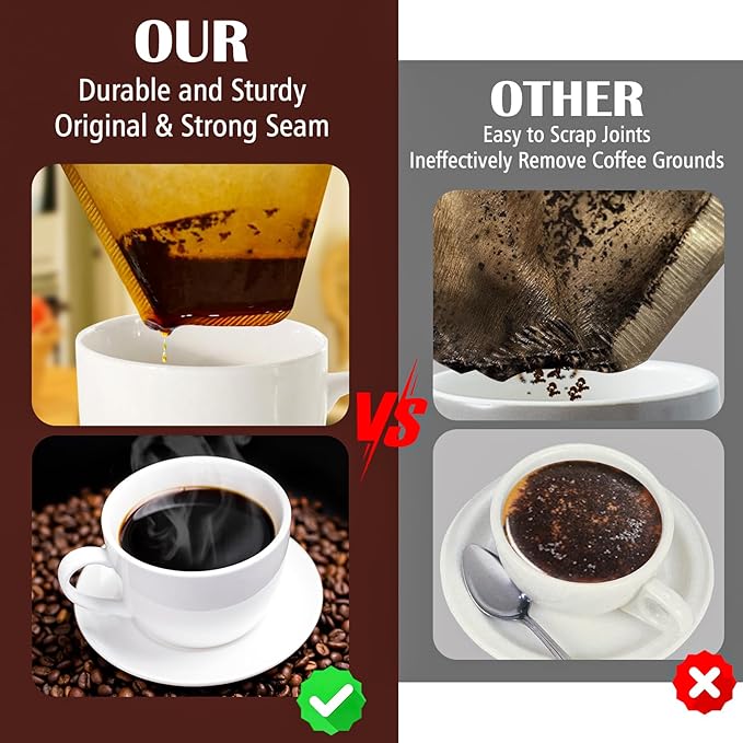 100 Count #4 Cone Coffee Filters 8-12 Cup, Natural Coffee Filters 4 Cone Paper fits for Pour Over and Drip Coffee Maker, Unbleached, Chlorine Free