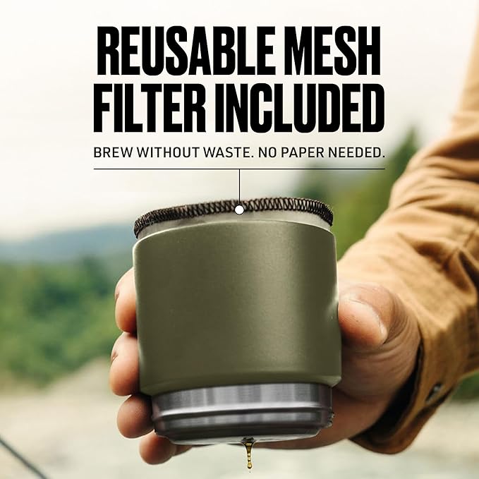 VSSL - Nest Pour Over Coffee Kit | Coffee Maker for Camping | All-In-One Travel Pour Over | Transportable Dripper, Two 10oz Stainless Steel Travel Mugs | Compact Storage & Adventure Ready | Deep Moss