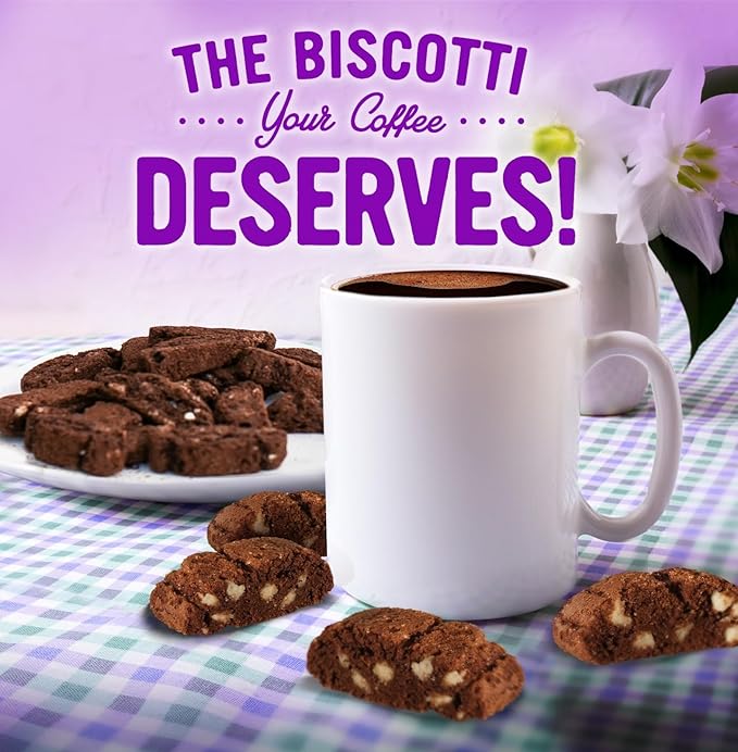 Cooper Street Twice-Baked Brownie Chocolate Biscotti Cookies (16oz each, Pack of 2) - 50 Two-Bite Mini Italian Style Snacks - Dairy-Free, Peanut Free, Kosher, Low-Calorie, Perfect with Coffee or Tea