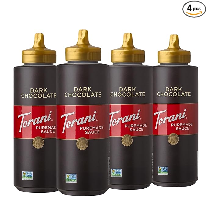 Torani Puremade Sauce, Dark Chocolate, 16.5 Ounces (Pack of 4)