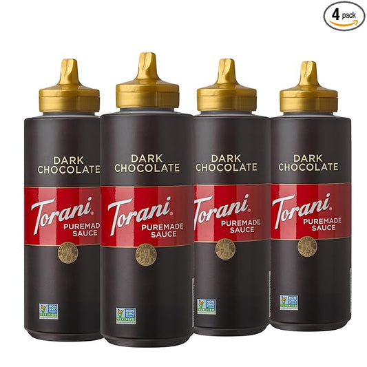 Torani Puremade Sauce, Dark Chocolate, 16.5 Ounces (Pack of 4)