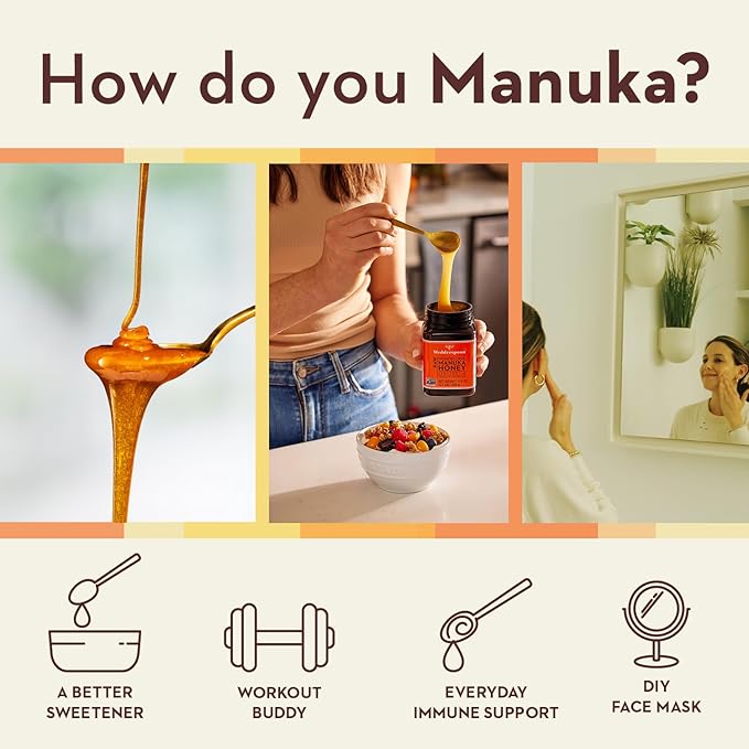 Wedderspoon Raw Premium Manuka Honey, 1100+ MGO, 8.8 Oz, Unpasteurized New Zealand Honey, From Our Hives to Your Home