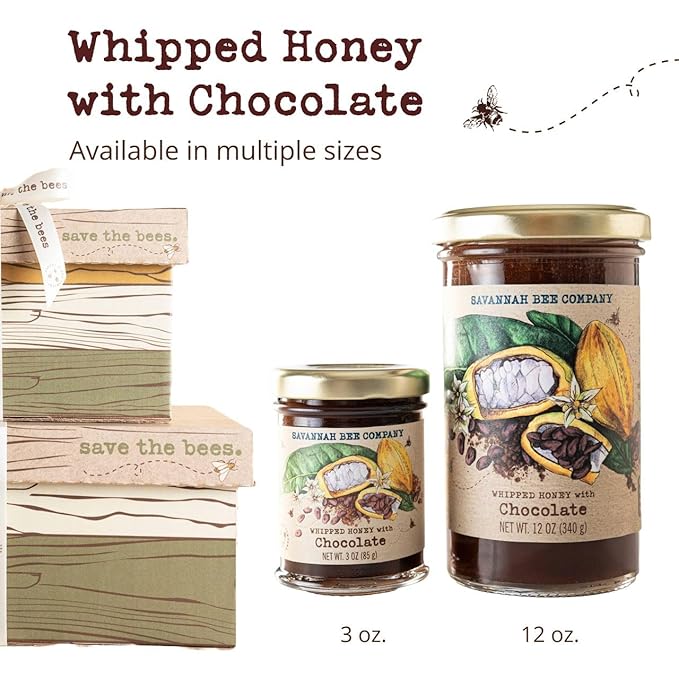 Savannah Bee Company Whipped Honey - All Natural Spreadable Honey (12 Ounce (Pack of 1), Chocolate)