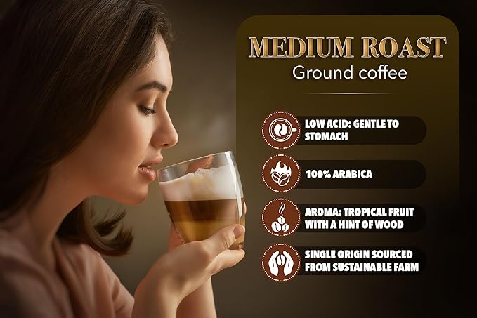 TARMO - REAL BREW | Low Acid 100% ARABICA Ground Coffee | Specialty Vietnamese Coffee | Single Origin Medium Roast | Coffee Ground 35.5 Oz Bag