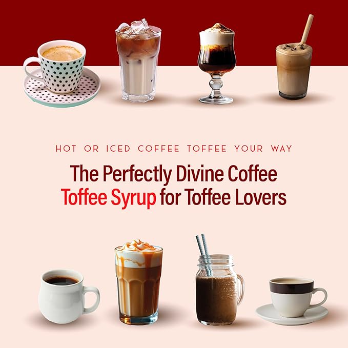 RIO Toffee Flavoring Coffee Syrup Perfect for Hot or Iced Drinks and Desserts, Rich and Buttery, Sweetened with Pure Cane Sugar, Barista-Grade  Flavor Syrups For Coffee Drinks at Home & Work - 700ml