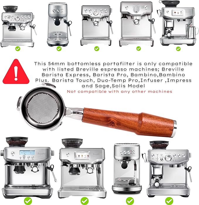 54mm Espresso Tamper Kit for Breville Machines Includes Tamping Station, Bottomless Portafilter, Spring Tamper, Distribution Tool and WDT Distributor