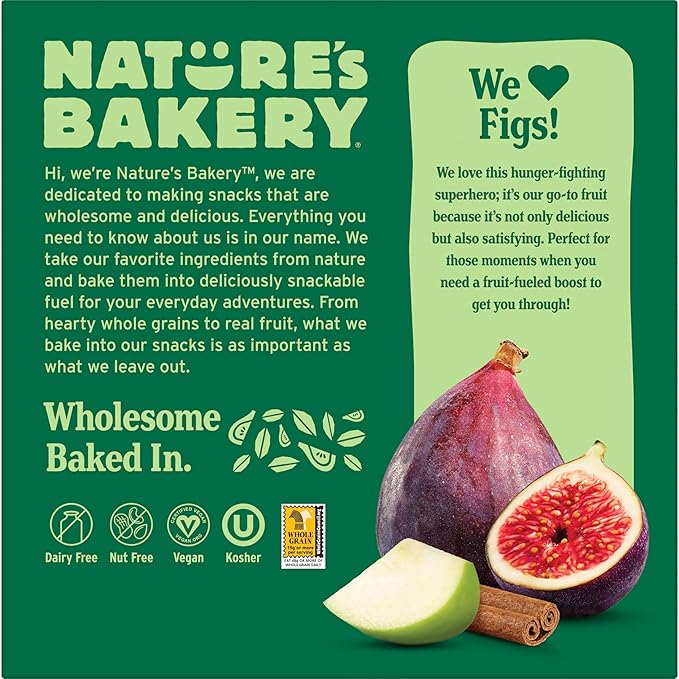 Nature’s Bakery Whole Wheat Fig Bars, Apple Cinnamon, Real Fruit, Vegan, Non-GMO, Snack bar, 6 Count (Pack of 6)