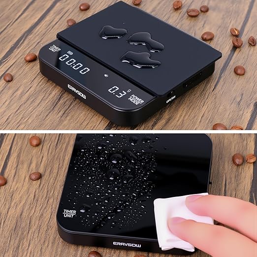 Coffee Scale with Timer, Rechargeable Mini Espresso Scale, 2kg/0.1g Accurate Scale for Espresso and Pour-Over Coffee, Portable Food Scale Digital with Automatic Timing