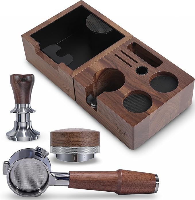 54mm Breville Accessories Kit Espresso Tamper,Bottomless Portafilter, Distributor, Knock Box &Tamp Station | Coffee Accessories for Breville Express, Pro, Touch,Bambino