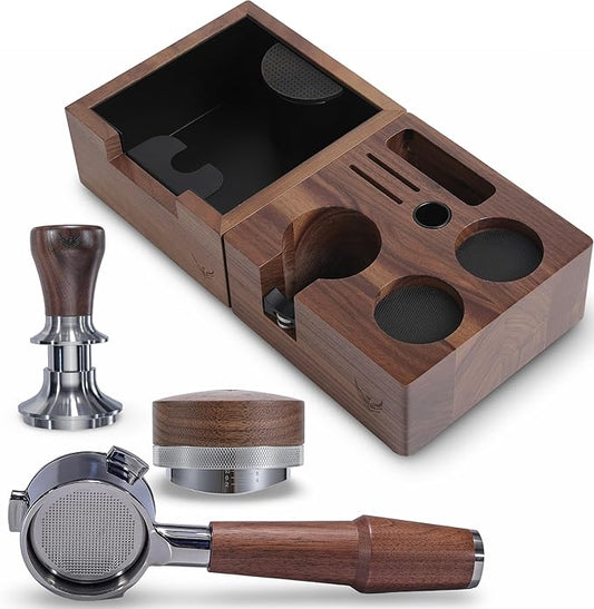 54mm Breville Accessories Kit Espresso Tamper,Bottomless Portafilter, Distributor, Knock Box &Tamp Station | Coffee Accessories for Breville Express, Pro, Touch,Bambino