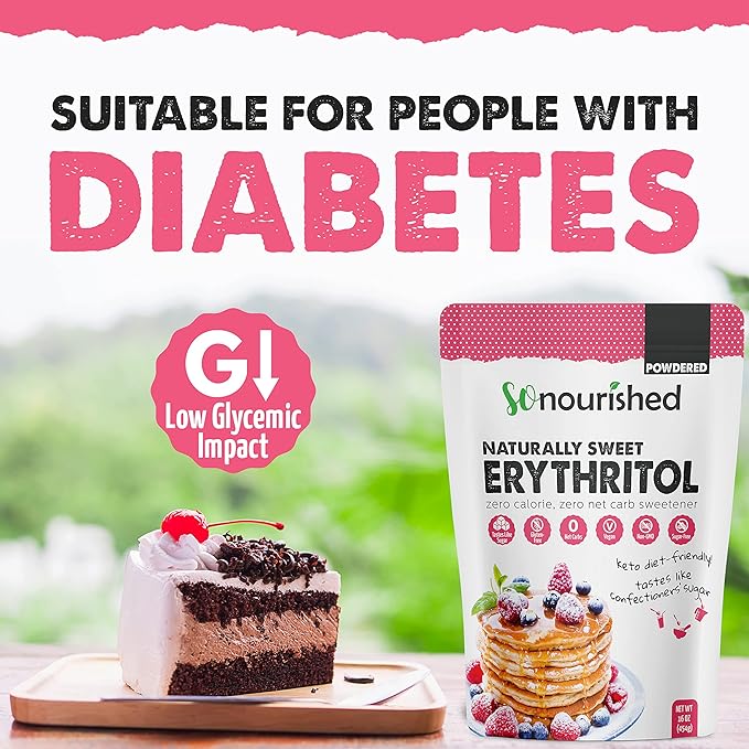 Powdered Erythritol Sweetener - 1:1 Sugar Substitute, Keto - 0 Calorie, 0 Net Carb, Non-GMO (1 lb/16 oz)