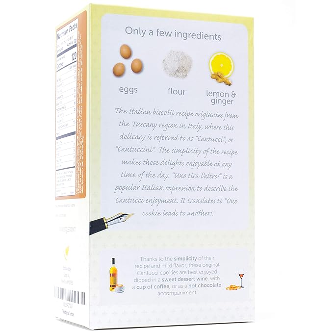 Gusta Authentic Soft Biscotti Cookies Made in Tuscany, Italy - Ginger and Lemon - Original Two Bites Size - All Natural Ingredients - Fresh & Genuine Italian Dessert Treats - 8.82oz