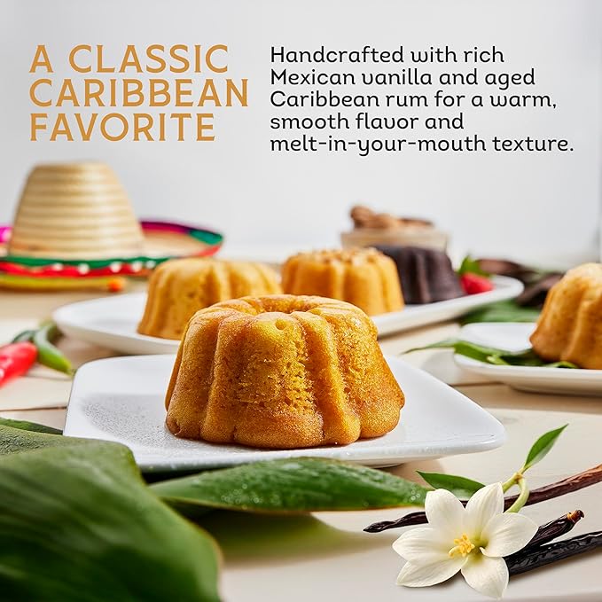TORTUGA Caribbean Mexican Vanilla Rum Cake - 4 oz Caribbean Rum Cake - The Perfect Premium Gourmet Gift for Stocking Stuffers, Gift Baskets, and Christmas Gifts - Great Snack Cakes for Delivery