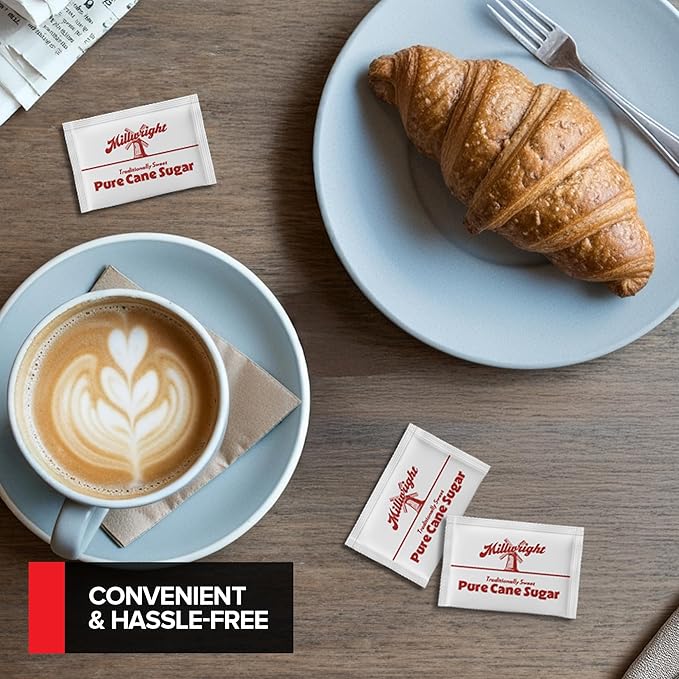 Bulk Sugar Packets, 500 Count - Individual Servings of White Sugar Packets for Coffee and Tea, Granulated Sugar Packs Great for Restaurants, Coffee Shops, Offices, Schools, and More