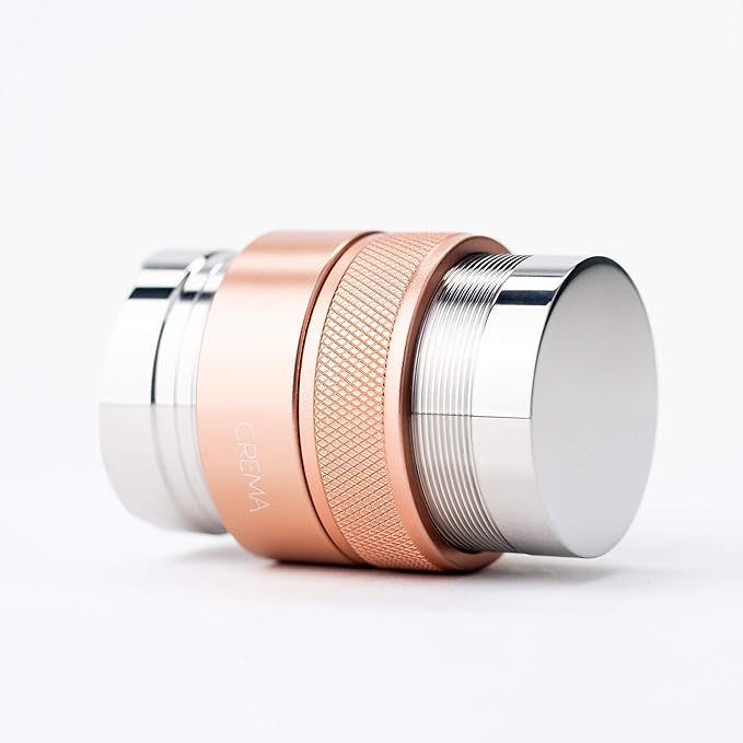 CREMA Coffee Products 46mm Hand Tamper & Coffee Distributor V2 | Compatible with Flair Pro and Pro 2 Portafilter | Double-Sided, Adjustable Depth Tool|Made with Durable 304 Stainless Steel|Rose Gold