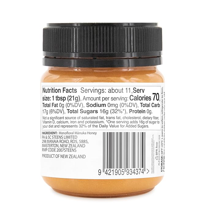 Steens Manuka Honey - MGO 263+ - Pure & Raw 100% Certified UMF 10+ Manuka Honey - Bottled and Sealed in New Zealand - 2x 7.9 oz Jar (UMF 10+, 7.9 oz (Pack of 2))