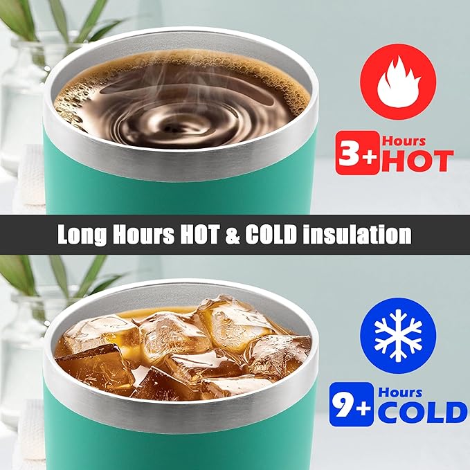 20 oz Tumbler Coffee Travel Tumblers Bulk with Lid Stainless Steel Double Wall Vacuum Insulated Mug Powder Coated Cups fit Car Cupholder for Hot and Cold - Light Blue, 1Pack